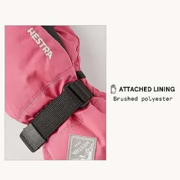Hestra Gauntlet CZone Junior Mitt - Waterproof, Insulated Snow Mitt for Skiing, Playing in The Snow for Kids - Fuchsia/Ivory - 3