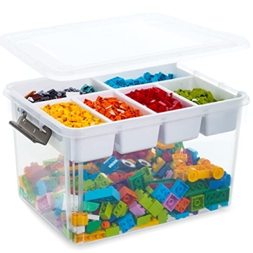Citylife 32 QT Clear Plastic Storage Box with Removable Trays for Craft & Tool Organization