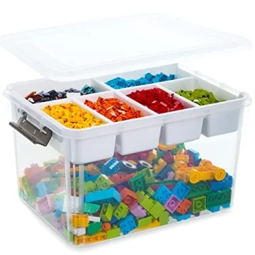 Citylife 32 QT Clear Plastic Storage Box with Removable Trays for Craft & Tool Organization