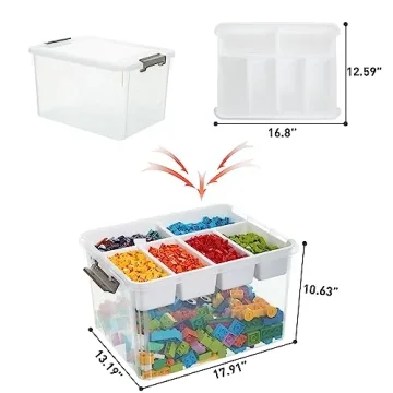 32 QT Clear Plastic Storage Box with Removable Trays for Crafts