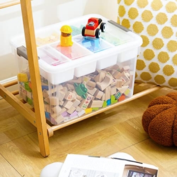 32 QT Clear Plastic Storage Box with Removable Trays for Crafts