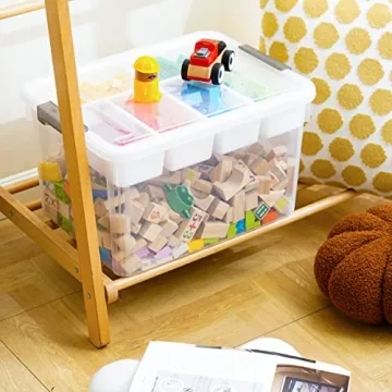32 QT Clear Plastic Storage Box with Removable Trays for Crafts