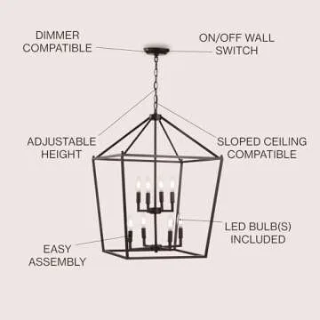JONATHAN Y JYL7438A Pagoda Lantern Dimmable Adjustable Metal LED Pendant Classic Traditional Farmhouse Dining Room Living Room Kitchen Foyer Bedroom Hallway, 20 in, Oil Rubbed Bronze