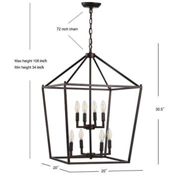 JONATHAN Y JYL7438A Pagoda Lantern Dimmable Adjustable Metal LED Pendant Classic Traditional Farmhouse Dining Room Living Room Kitchen Foyer Bedroom Hallway, 20 in, Oil Rubbed Bronze