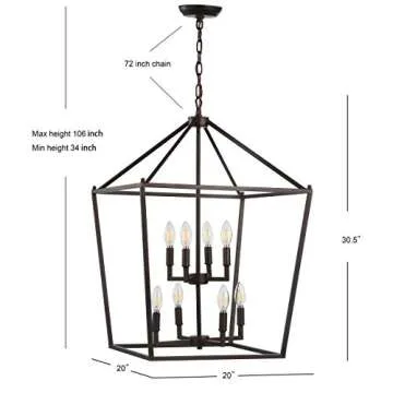 JONATHAN Y JYL7438A Pagoda Lantern Dimmable Adjustable Metal LED Pendant Classic Traditional Farmhouse Dining Room Living Room Kitchen Foyer Bedroom Hallway, 20 in, Oil Rubbed Bronze