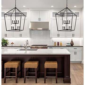 JONATHAN Y JYL7438A Pagoda Lantern Dimmable Adjustable Metal LED Pendant Classic Traditional Farmhouse Dining Room Living Room Kitchen Foyer Bedroom Hallway, 20 in, Oil Rubbed Bronze