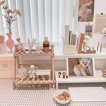 Wooden Double Layer Rack for Home Decor and Organizing