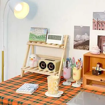 Wooden Double Layer Rack for Home Decor and Organizing