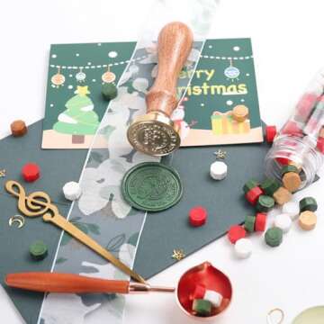 WUERLIN Christmas Wax Seal Beads, 300pcs Christmas Sealing Wax Beads for Gift Package Decoration DIY Wax Seal Wax Sealing Stamp DIY (Christmas Color Beads)