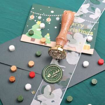 WUERLIN Christmas Wax Seal Beads, 300pcs Christmas Sealing Wax Beads for Gift Package Decoration DIY Wax Seal Wax Sealing Stamp DIY (Christmas Color Beads)