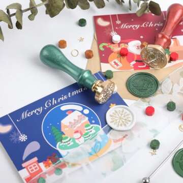 WUERLIN Christmas Wax Seal Beads, 300pcs Christmas Sealing Wax Beads for Gift Package Decoration DIY Wax Seal Wax Sealing Stamp DIY (Christmas Color Beads)