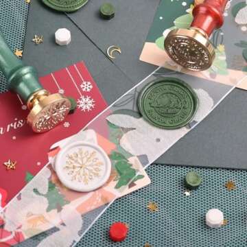 WUERLIN Christmas Wax Seal Beads, 300pcs Christmas Sealing Wax Beads for Gift Package Decoration DIY Wax Seal Wax Sealing Stamp DIY (Christmas Color Beads)