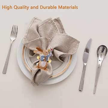 Charming Rabbit Pattern Easter Napkin Rings - Set of 6 for Festive Decor