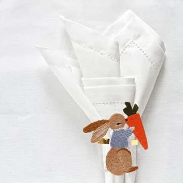 Rabbit Pattern Easter Napkin Rings - Charming Table Decor