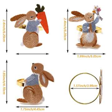 Rabbit Pattern Easter Napkin Rings - Charming Table Decor