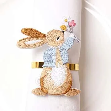 Rabbit Pattern Easter Napkin Rings - Charming Table Decor