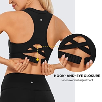 CRZ YOGA Women's Sports Bra - High Neck Zip Padded Support