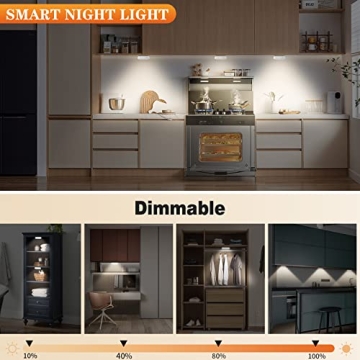 Warm LED Motion Sensor Puck Lights USB Rechargeable Dimmable