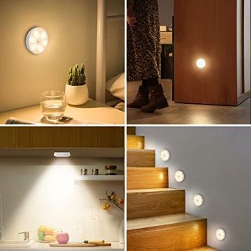 Warm LED Motion Sensor Puck Lights USB Rechargeable Dimmable