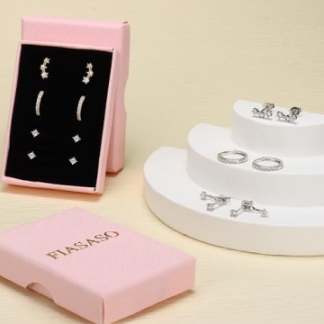 FIASASO Hypoallergenic Sterling Silver Earrings Set for Sensitive Ears