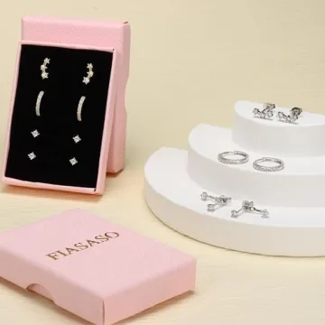 FIASASO Hypoallergenic Sterling Silver Earrings Set for Sensitive Ears