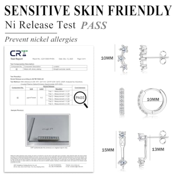 FIASASO Hypoallergenic Sterling Silver Earrings Set for Sensitive Ears