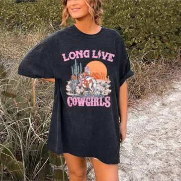 Cowgirl Western Shirts for Women Country Music Outfits Summer Vacation Short Sleeves Tops Grey