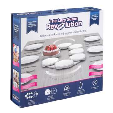 White- The Lazy Susan Revolution - The First Patented Lazy Susan Turntable Expandable for Rectangula...