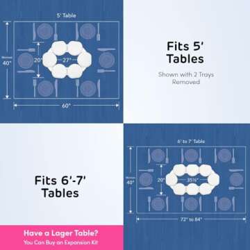 White- The Lazy Susan Revolution - The First Patented Lazy Susan Turntable Expandable for Rectangular & Oblong Tables - Kitchen & Dining Tables - Great Gift! Parties & Gatherings