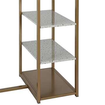 Novogratz Nora 3-Piece Pub Set with Faux Terrazzo Top, White/Brass