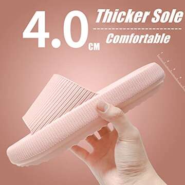 Cloud Slippers for Women Men, Rosyclo Cloud Cushion Slides Slippers, Unisex Platform Home Bathroom Spa Massage Foam Shower Slide Sandals, Non-Slip Thick Sole Quick-Dry Open Toe Soft Slipper Shoes for Indoor & Outdoor (Pink, 38-39)