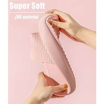 Cloud Slippers for Women Men, Rosyclo Cloud Cushion Slides Slippers, Unisex Platform Home Bathroom Spa Massage Foam Shower Slide Sandals, Non-Slip Thick Sole Quick-Dry Open Toe Soft Slipper Shoes for Indoor & Outdoor (Pink, 38-39)