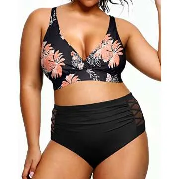 Yonique Plus Size Bikini with Tummy Control and Support