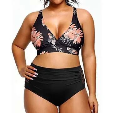 Yonique Plus Size Bikini with Tummy Control and Support