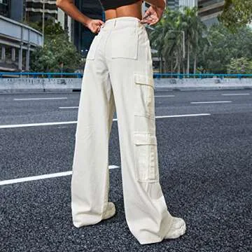 Stylish Flvsun Women's High Waist Baggy Cargo Jeans