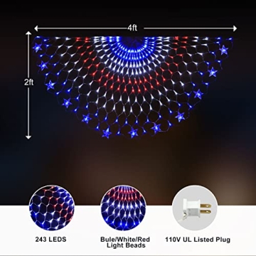 Qulist Half Fan Flag Lights, 250 LED Waterproof Design