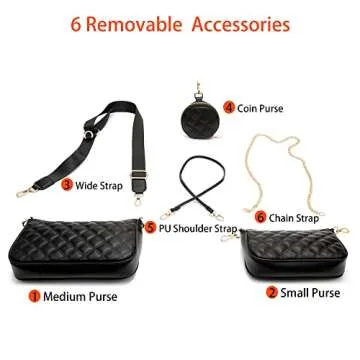 Choogee Quilted Small Crossbody Bag for Women With Coin Purse Pouch Multi Thick Strap Side Shoulder Handbag 3 in 1 Bags