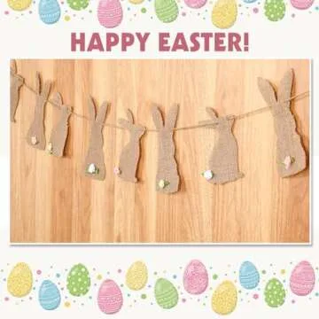 Tatuo Easter Banner Burlap Garland Banners, Burlap Bunny Garland for Easter Decorations Fireplace Home Office Outdoor Party Supply, Bunny