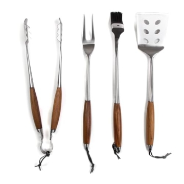 Schmidt Brothers BBQ Teak 4-Piece Set for Grilling Enthusiasts