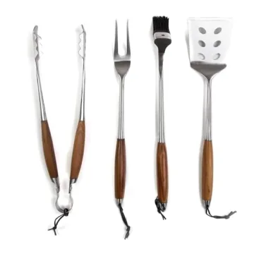 Schmidt Brothers BBQ Teak 4-Piece Set for Grilling Enthusiasts
