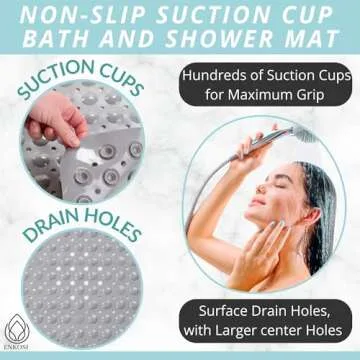 Bath Mat for Tub Non Slip Bath Mat - Anti Slip Shower Mat Non Slip - Bathtub Mat Non Slip - 40x16 Extra Long Bath Mat - Shower Floor Mat Non Slip - Bath Tub Mat - Bath Mats for Shower (Bath Gray)