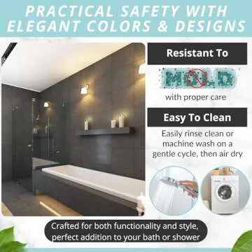 Bath Mat for Tub Non Slip Bath Mat - Anti Slip Shower Mat Non Slip - Bathtub Mat Non Slip - 40x16 Extra Long Bath Mat - Shower Floor Mat Non Slip - Bath Tub Mat - Bath Mats for Shower (Bath Gray)