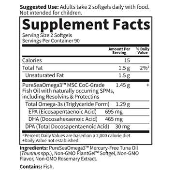 Garden of Life Dr. Formulated Advanced Omega Fish Oil - Lemon, 1,290mg EPA, DHA + DPA in Triglyceride Form, Single Source Omega 3 Supplement for Ultimate Brain & Heart Health, Non-GMO, 180 Softgels