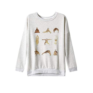 LaVieLente Women's Sloth Yoga Cotton Sweatshirt - Cozy & Stylish X-Small