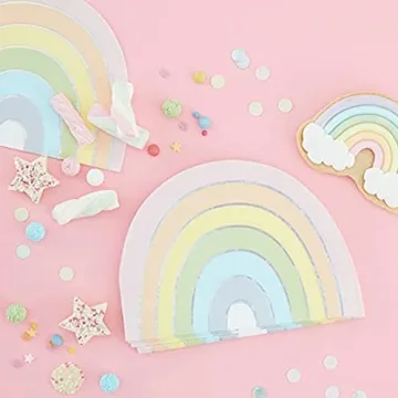 Ginger Ray Rainbow Foiled Napkins 16 Pack for Parties
