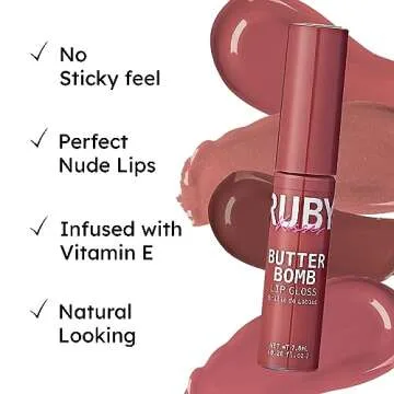 Ruby Kisses Butter Bomb Gloss Non-Sticky Lip Gloss - Natural Nude