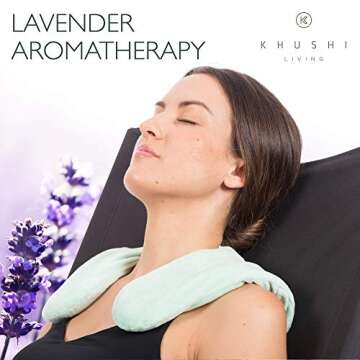 Microwavable Heating Pad for Neck and Shoulders - Soothing Aromatherapy Pillow with Relaxing Lavender - Hot or Cold Therapy Wrap for Neck and Shoulder Pain, Stress Relief, Headache & Migraine Tension