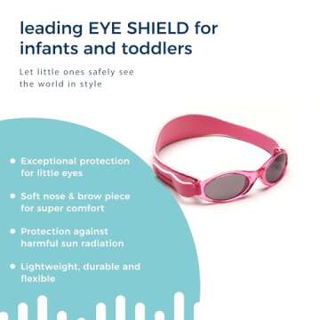 Banz Bubzee Baby Sunglasses, 0-24 Months – Petal Pink – 100% UV Eye Protection, Sun Glare Reduction, Shatterproof Lenses, Size Adjustable, Secure Fit