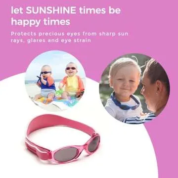 Banz Bubzee Baby Sunglasses, 0-24 Months – Petal Pink – 100% UV Eye Protection, Sun Glare Reduction, Shatterproof Lenses, Size Adjustable, Secure Fit