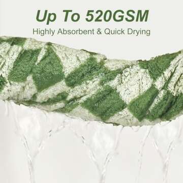 Jacquotha Bath Towels Set of 2 - Luxury Cotton Bathroom Shower Towels Body 55” x 27.5” Absorbent, Quick Dry, 520GSM, Green Checkered Home Decor Gifts